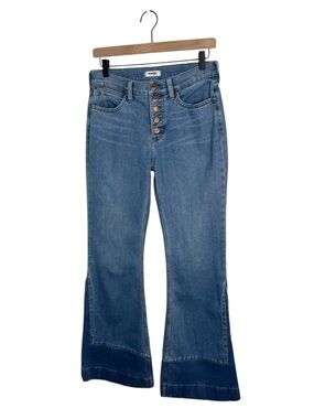 Wrangler High Rise Flare Jean Two-Tone Patch Button Fly 70’s Western Retro 28